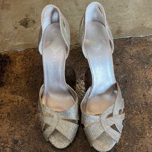 Anne Klein - Vintage gold sparkle Peep Toe Heels - Made in Italy